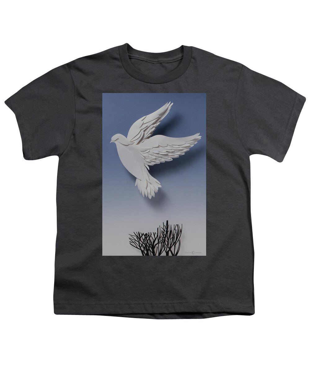 Bird Youth T-Shirt featuring the sculpture Dove And Bare Trees by Tim Nyberg