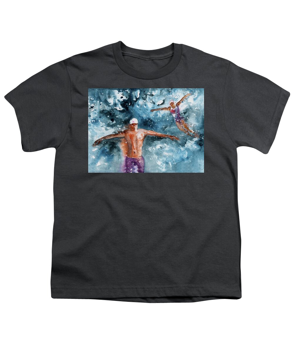 Sports Youth T-Shirt featuring the painting Drifting Apart by Miki De Goodaboom