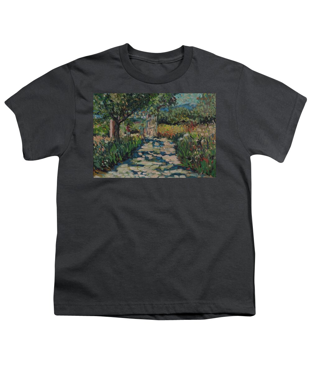 Painting Youth T-Shirt featuring the painting Driveway to Neil Youngs villa on Skopelos by Peregrine Roskilly