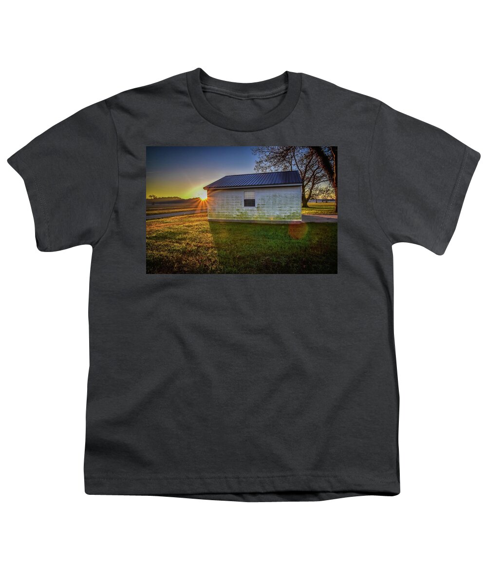 Sunrise Youth T-Shirt featuring the photograph Drop Zone Sunrise by Larkin's Balcony Photography