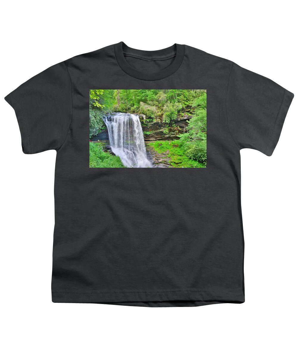 Dry Falls Highlands North Carolina Vertical Youth T-Shirt featuring the photograph Dry Falls Highlands North Carolina by Lisa Wooten
