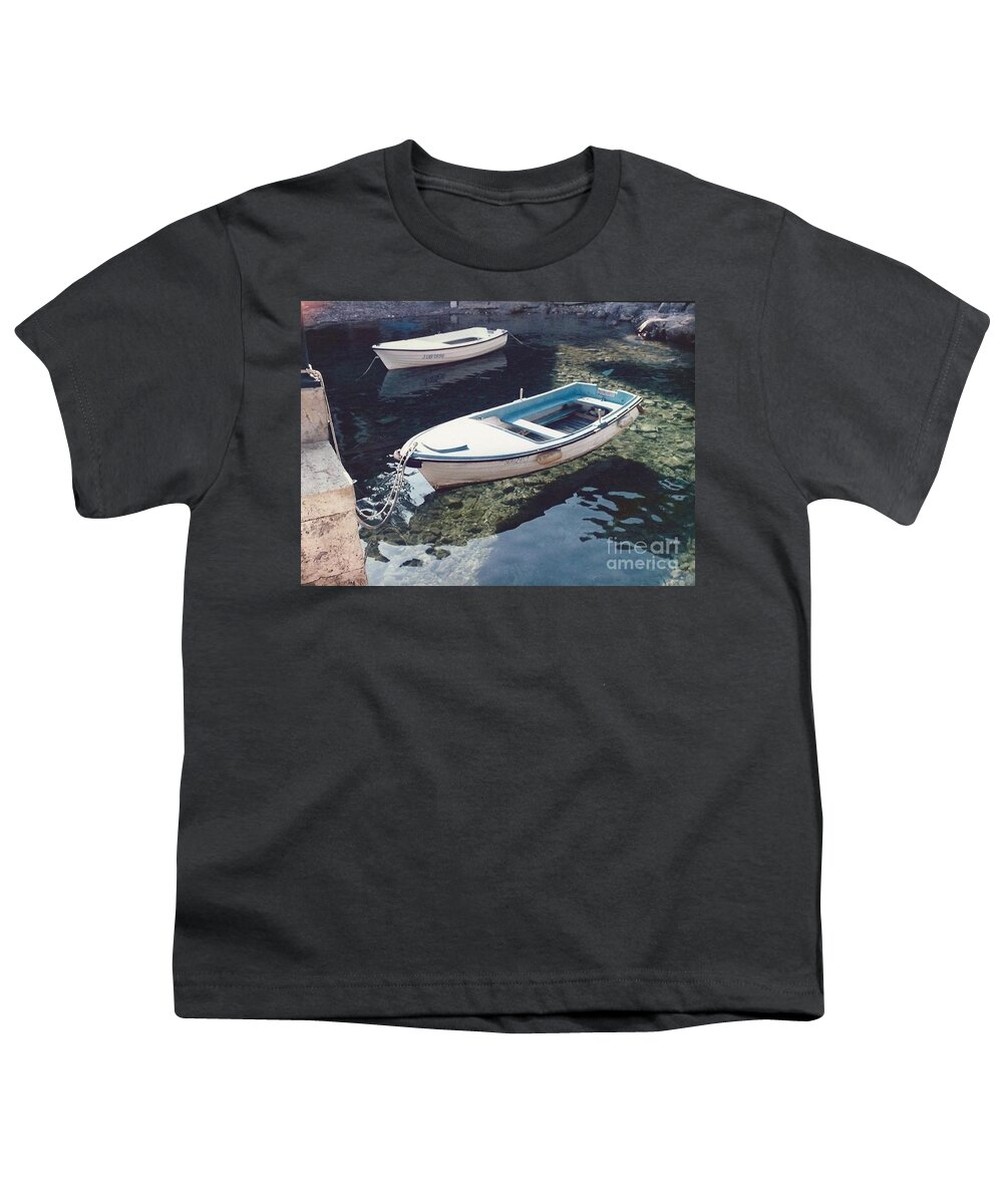 Boats Water Calm Floating Youth T-Shirt featuring the photograph Dubrovnik Boats by J Doyne Miller