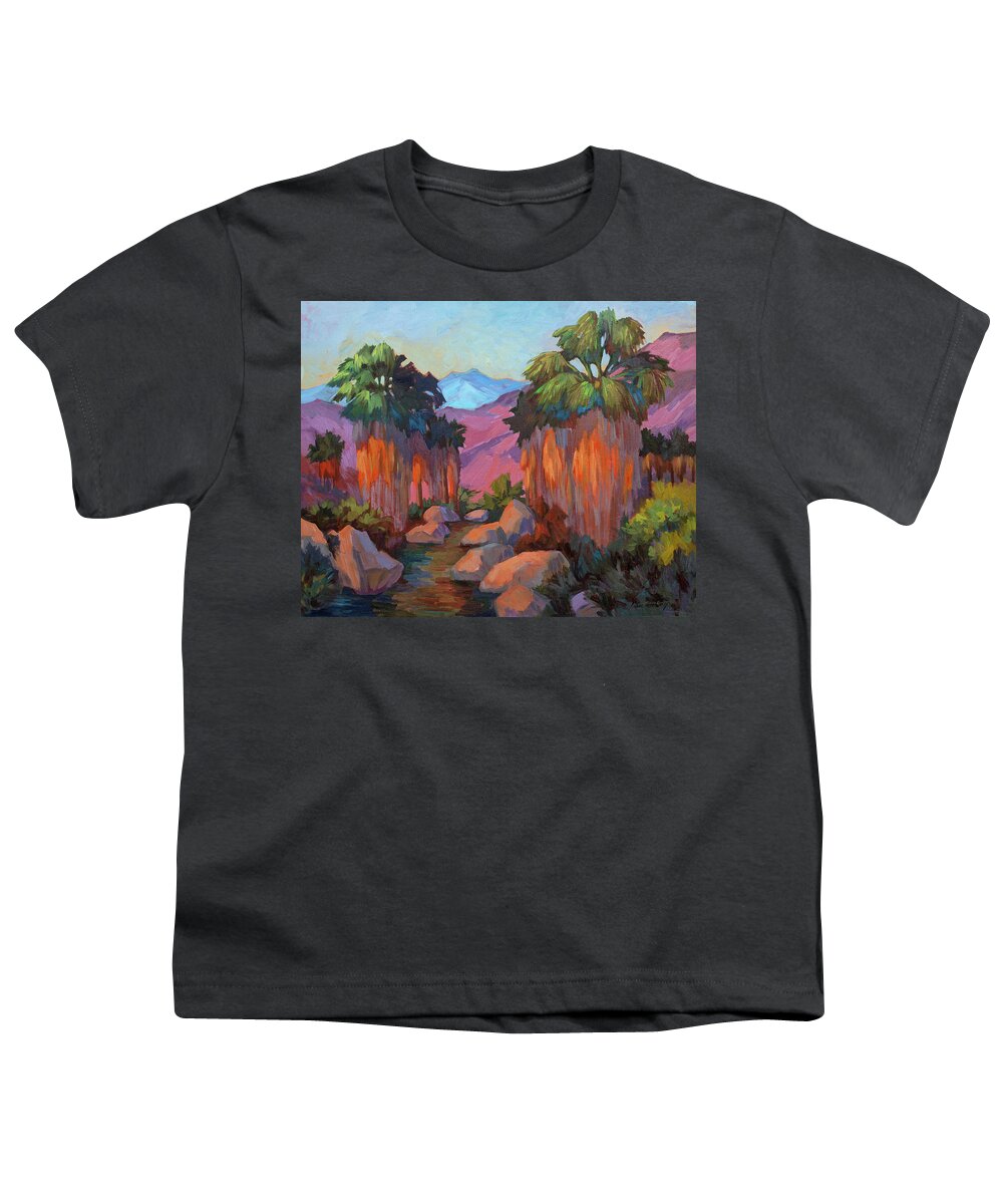 Early Morning Youth T-Shirt featuring the painting Early Morning at Indian Canyon by Diane McClary
