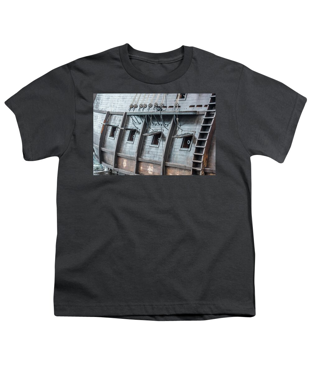 El Galeon Andulacia Youth T-Shirt featuring the photograph El Galeon Cannons by Paul Freidlund