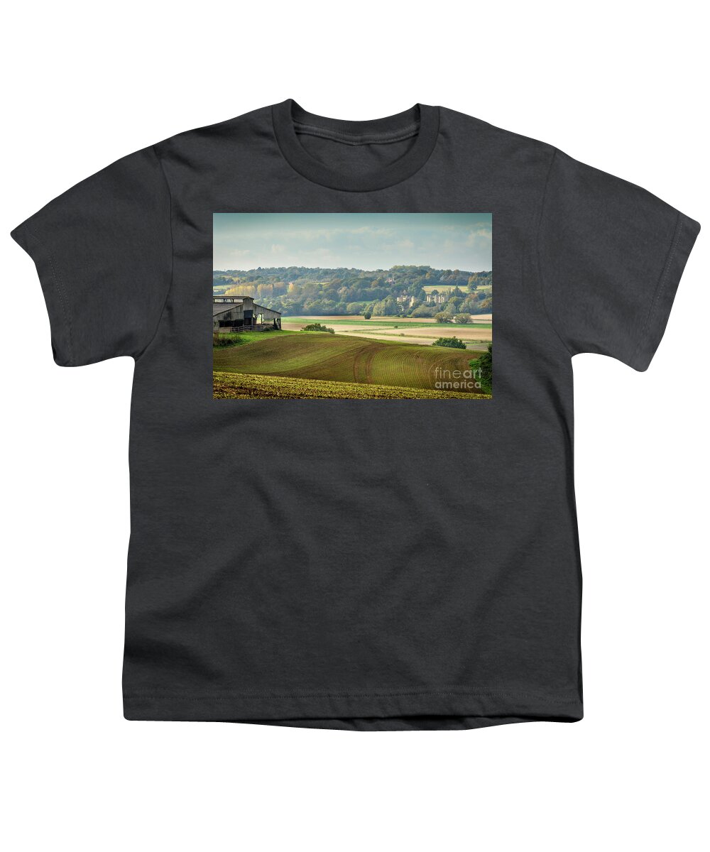 English Youth T-Shirt featuring the photograph English Landscape, Bodiam Castle by Perry Rodriguez