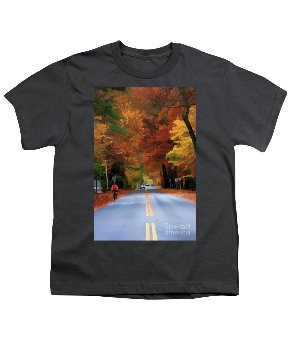 Bicycle Youth T-Shirt featuring the digital art Enjoying The Ride by Xine Segalas