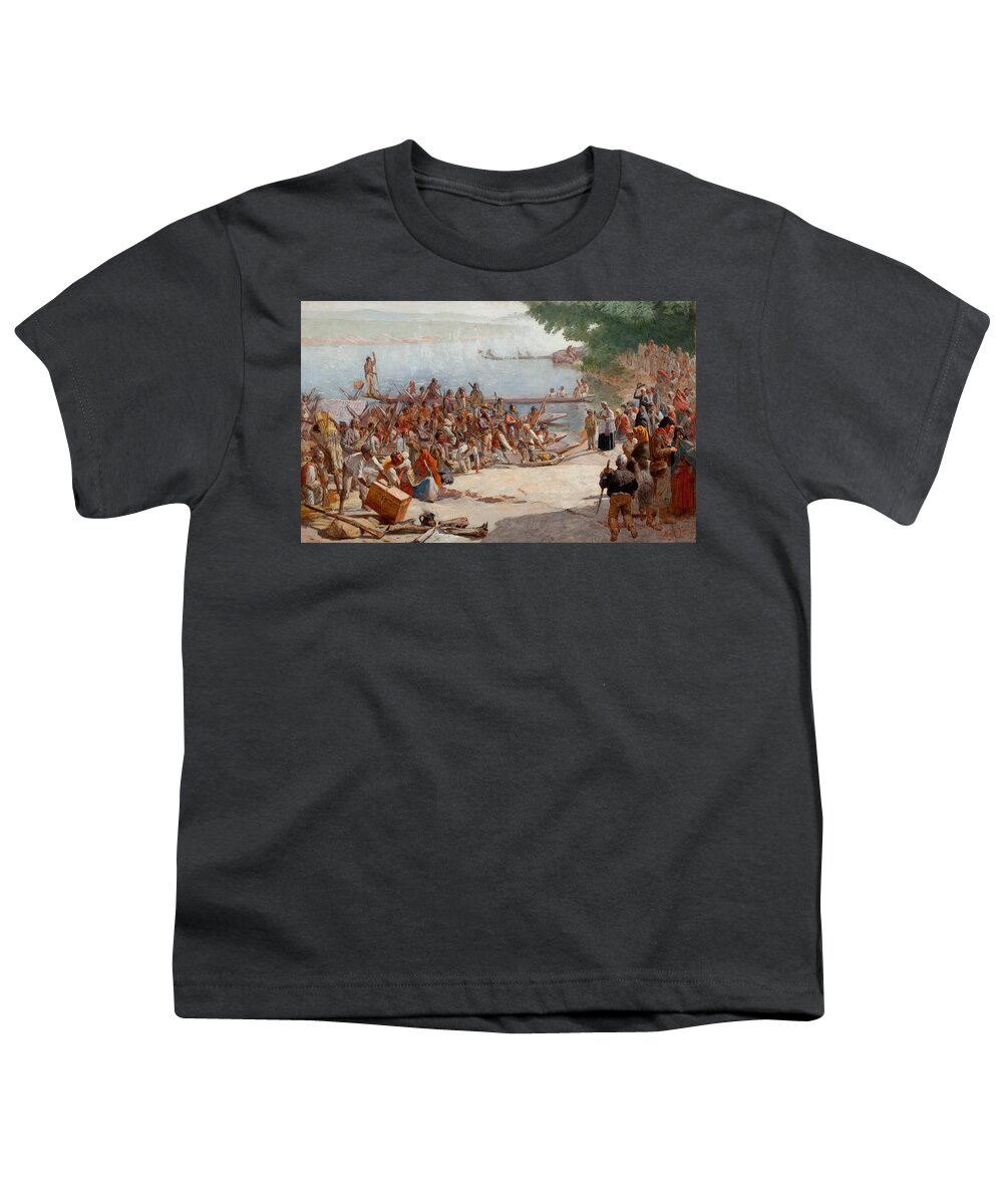 Almeida J�nior Youth T-Shirt featuring the painting departure of the Moncao by Almeida Junior
