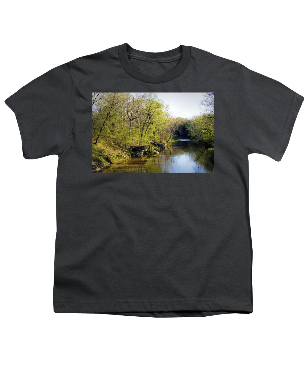 Creek Youth T-Shirt featuring the photograph Evening Falls on Cedar Creek by Cricket Hackmann