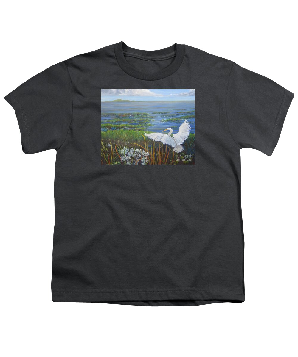 Egret Youth T-Shirt featuring the painting Everglades Egret by Anne Marie Brown