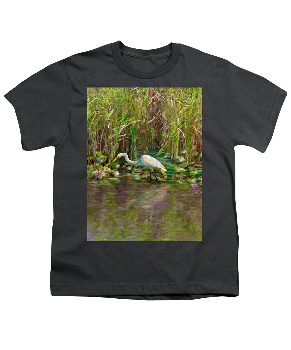 Everglades Youth T-Shirt featuring the painting Everglades Hunter by David Van Hulst