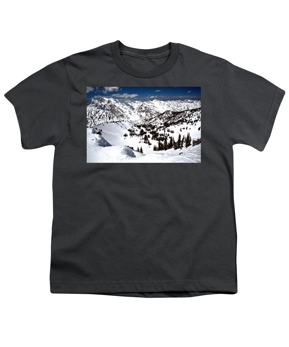 Great Scott Youth T-Shirt featuring the photograph Extreme Skiing At Great Scott by Adam Jewell