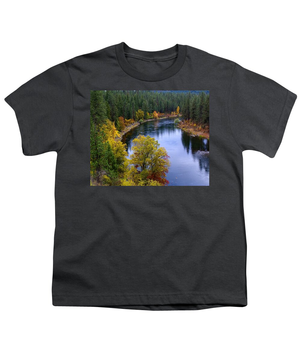 Nature Youth T-Shirt featuring the photograph Fall Colors on the River by Ben Upham III