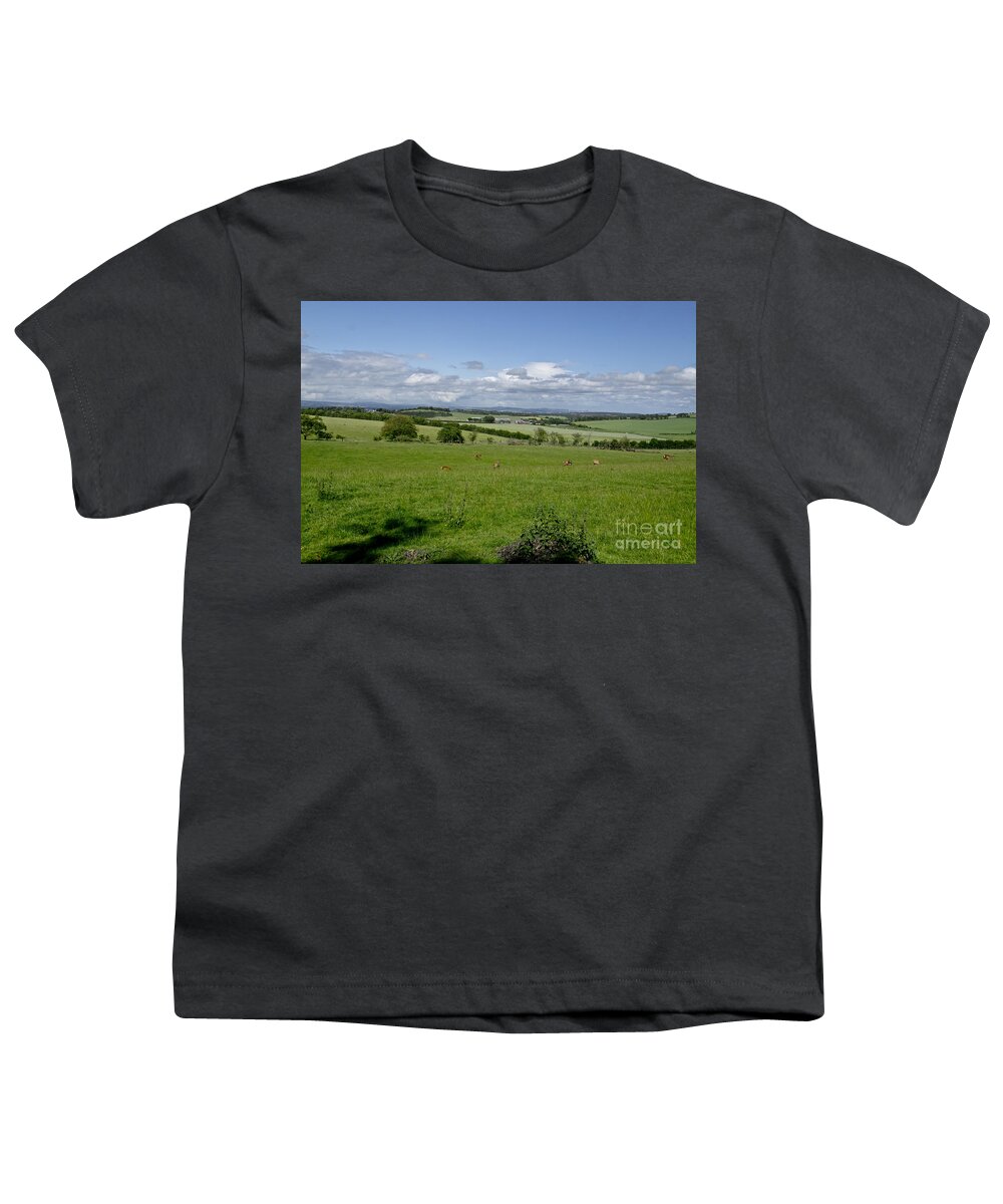 Beecraigs Youth T-Shirt featuring the photograph Farmland in Beecraigs. by Elena Perelman