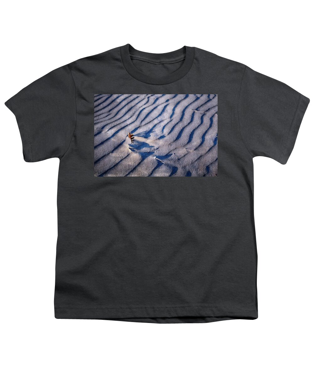 Sand Patterns Youth T-Shirt featuring the photograph Feather in Sand by Michelle Calkins