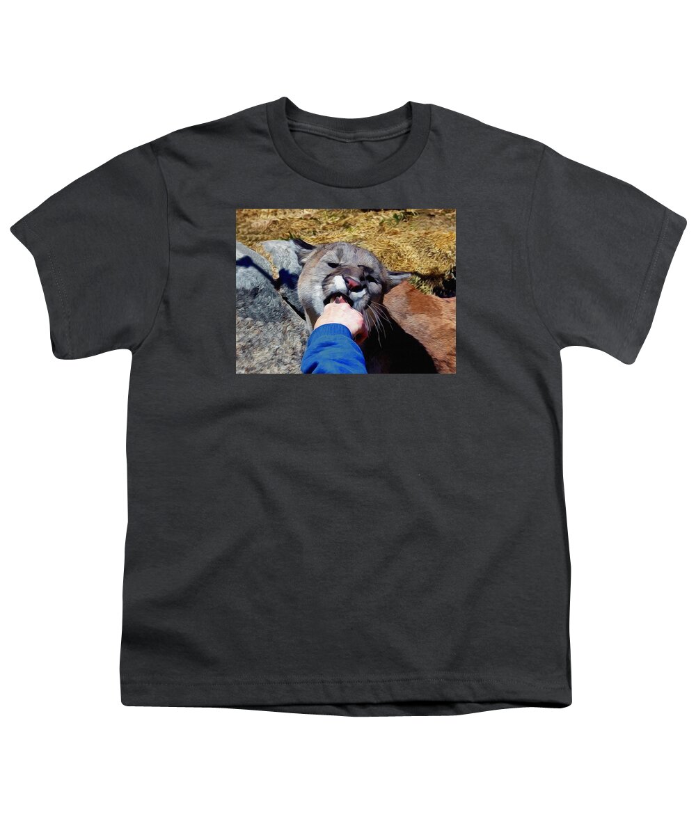Mountain Lion Youth T-Shirt featuring the digital art Feeding Time by Ernest Echols