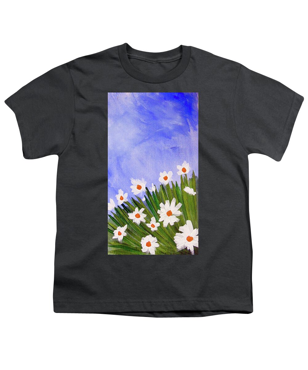  Youth T-Shirt featuring the painting Field of Daisies by Loretta Nash