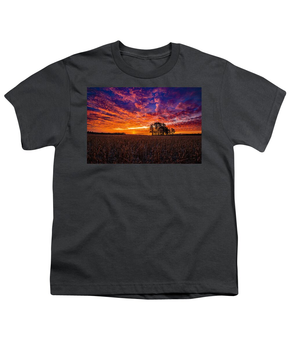 Fiery Dawn At Center Grove Prints Youth T-Shirt featuring the photograph Fiery Dawn at Center Grove by John Harding