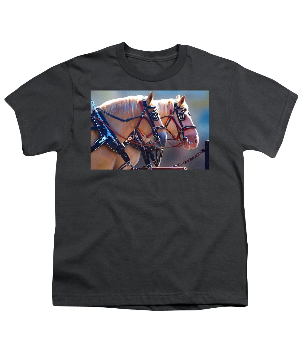 Bonnie Follett Youth T-Shirt featuring the photograph Fire Horses by Bonnie Follett