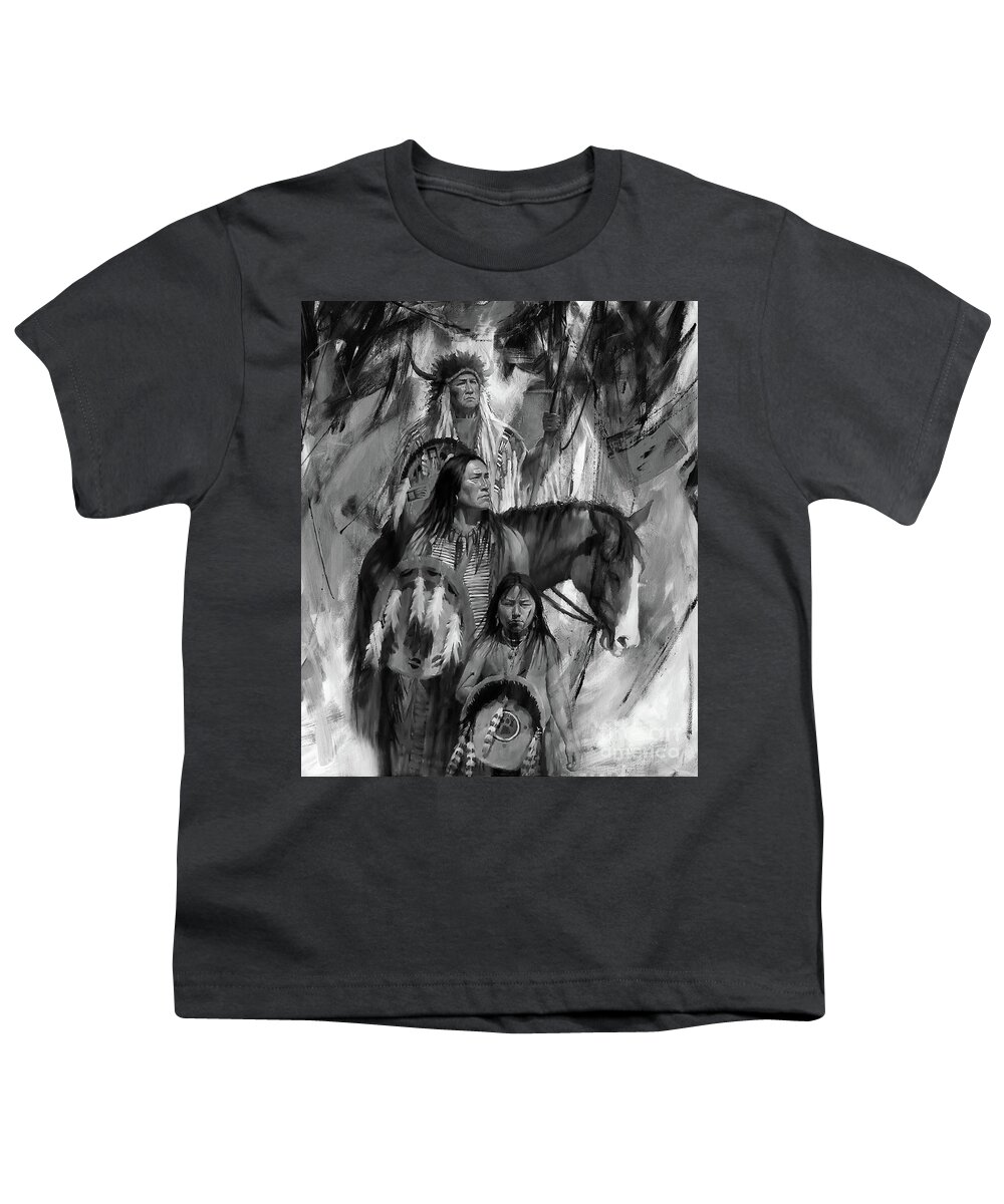 Native American Youth T-Shirt featuring the painting First Nation 78J by Gull G