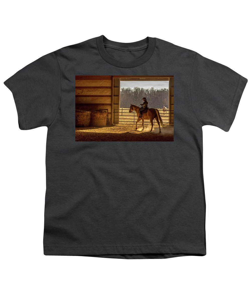 Horse Youth T-Shirt featuring the photograph First Ride by Eric Albright