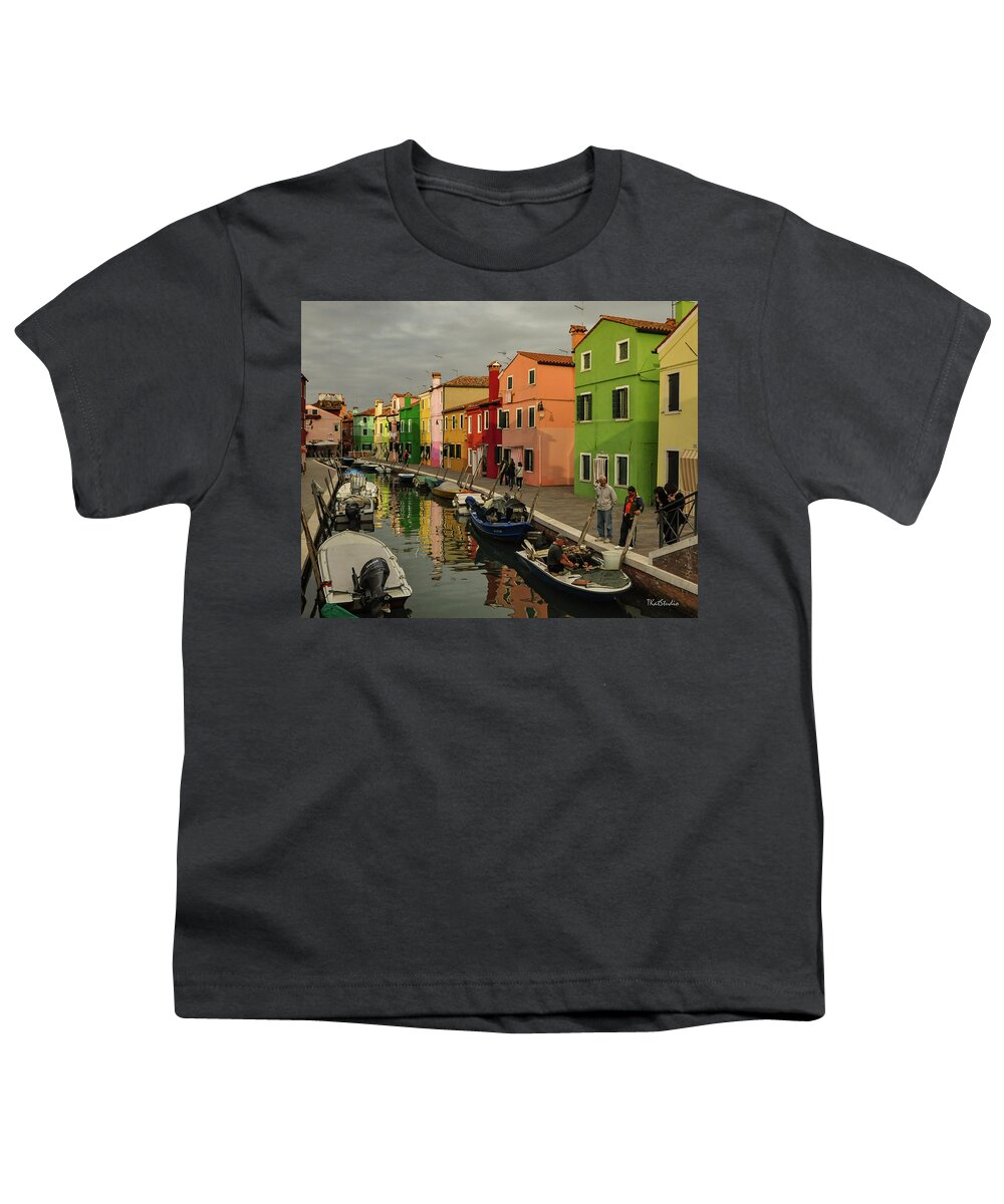 Burano Youth T-Shirt featuring the photograph Fisherman at Work in Colorful Burano by Tim Kathka