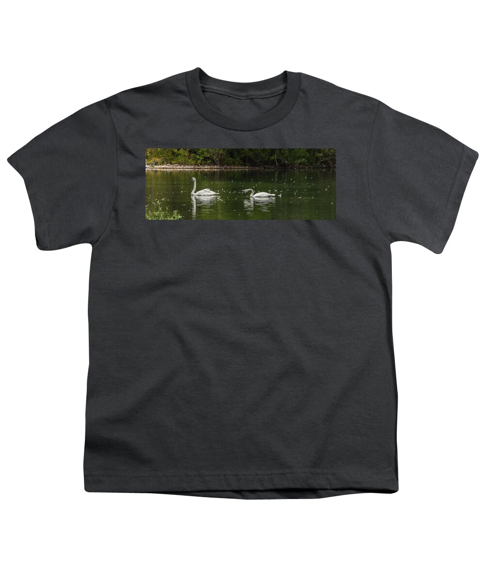 Swans Youth T-Shirt featuring the photograph Floating In Feathers by Yeates Photography