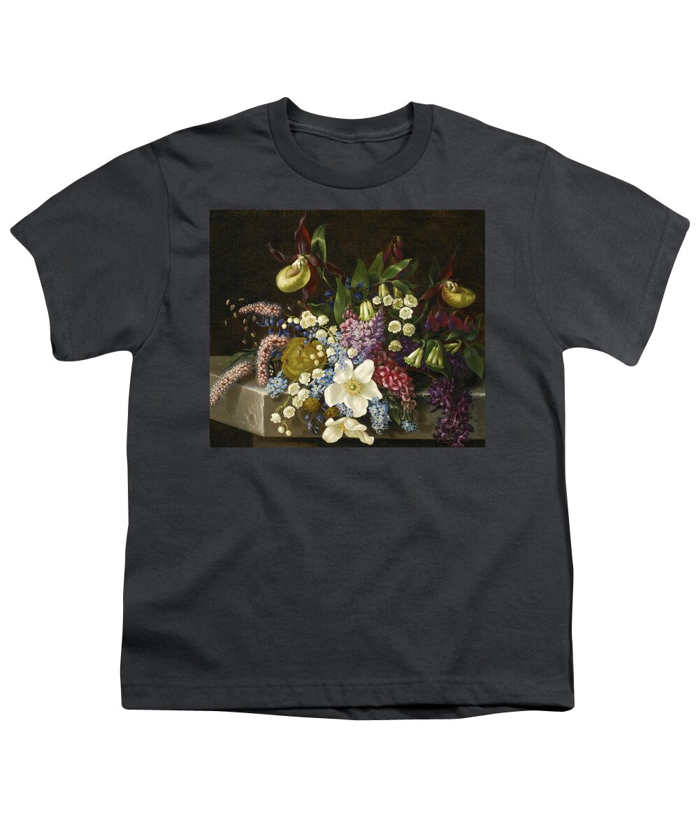 Adelheid Dietrich Youth T-Shirt featuring the painting Floral Still Life by Adelheid Dietrich