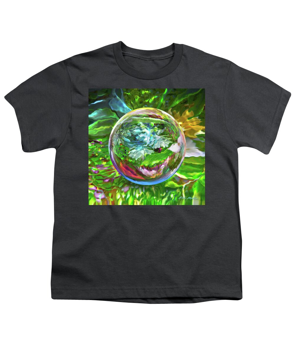 Floral Abstract Youth T-Shirt featuring the digital art Florascape by Robin Moline