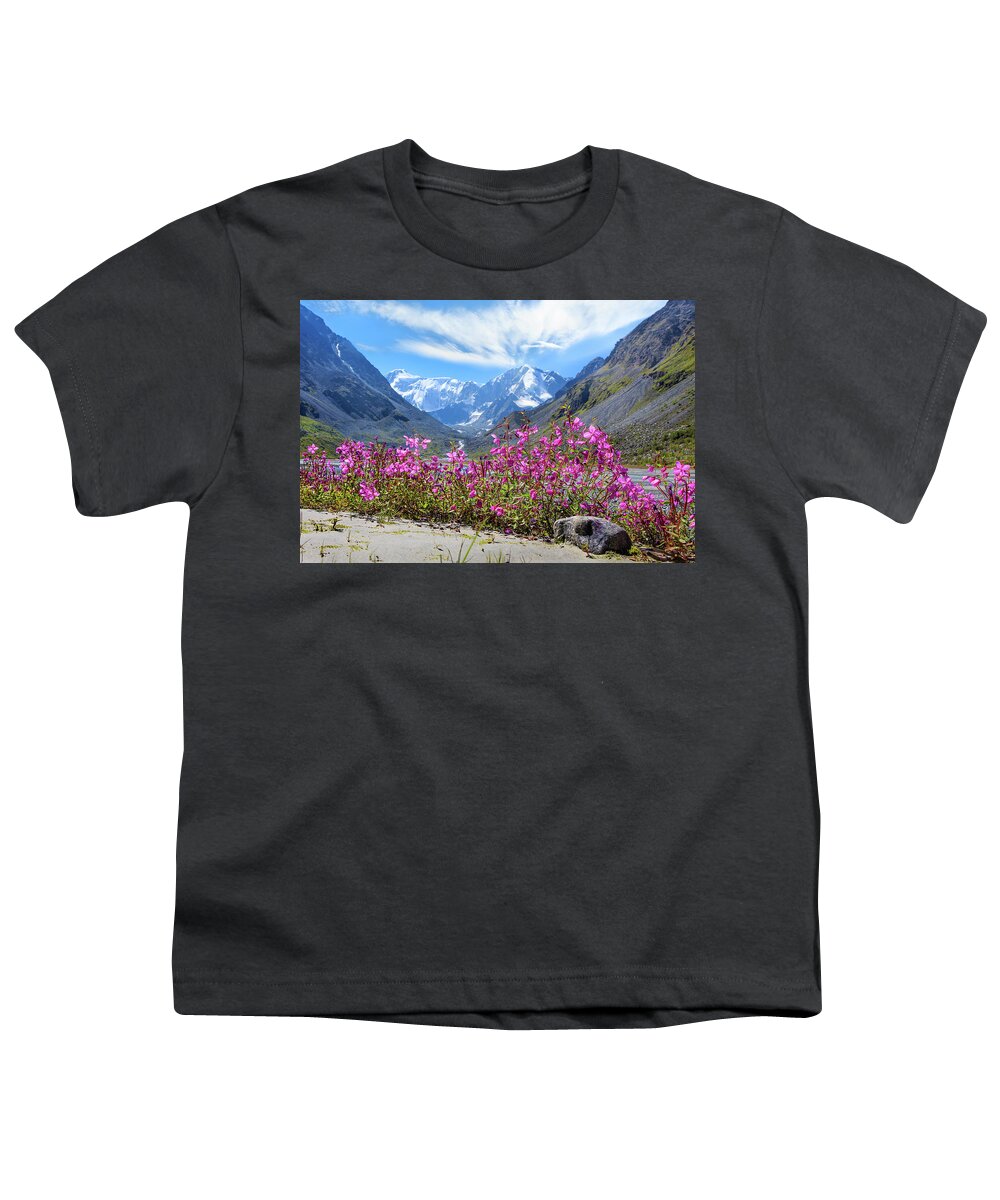 Russian Artists New Wave Youth T-Shirt featuring the photograph Flowers of the Mountains, Altai by Victor Kovchin