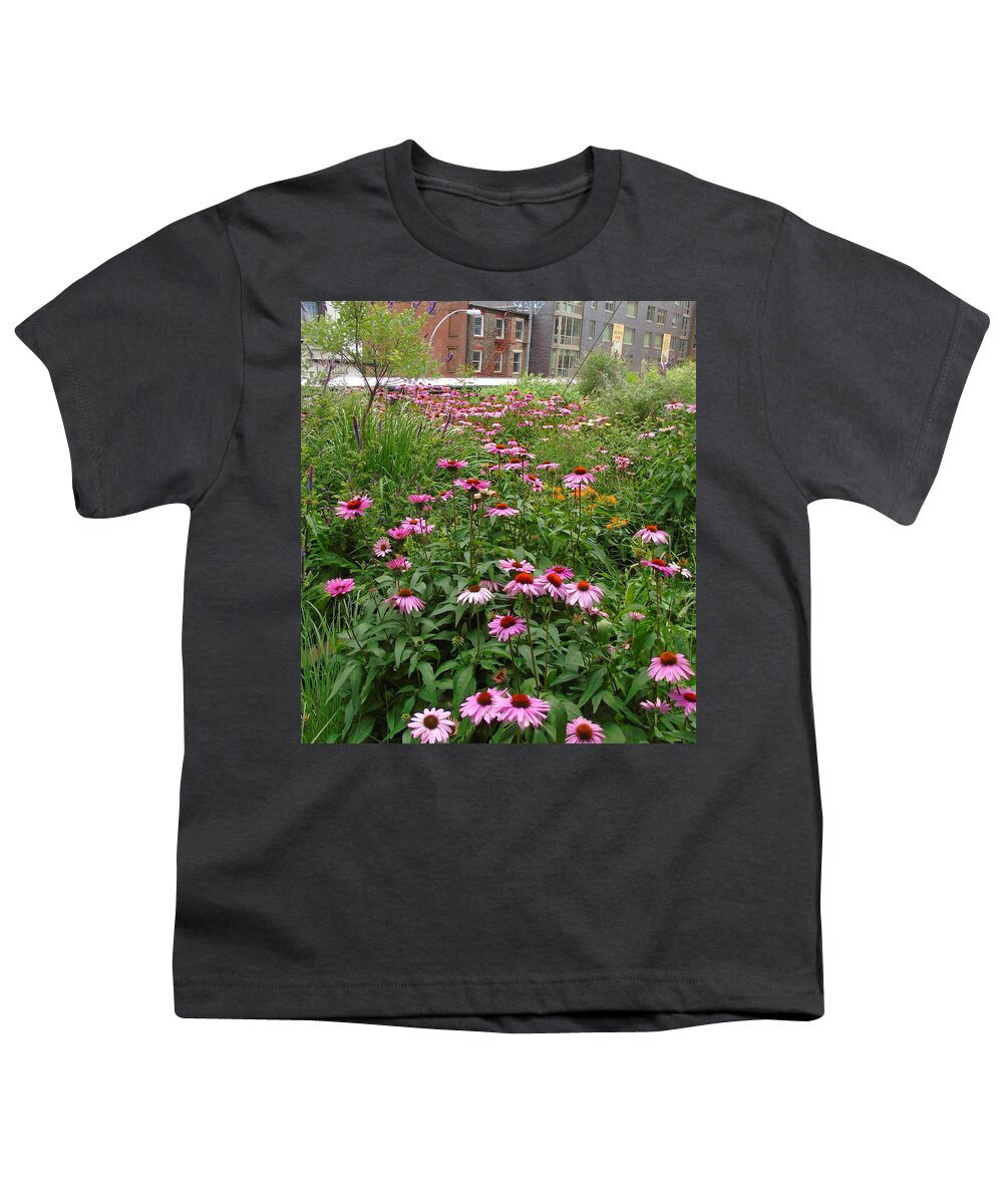 Flowerscape Youth T-Shirt featuring the photograph Flowers on the High Line by Susan Lafleur
