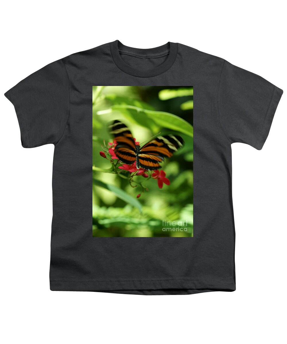 Butterfly Youth T-Shirt featuring the photograph Flutterby by Linda Shafer