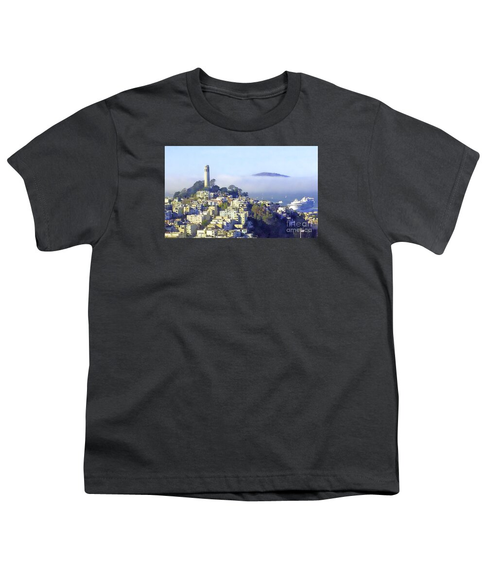Coit Tower Youth T-Shirt featuring the photograph Fog Rolling In by Joyce Creswell
