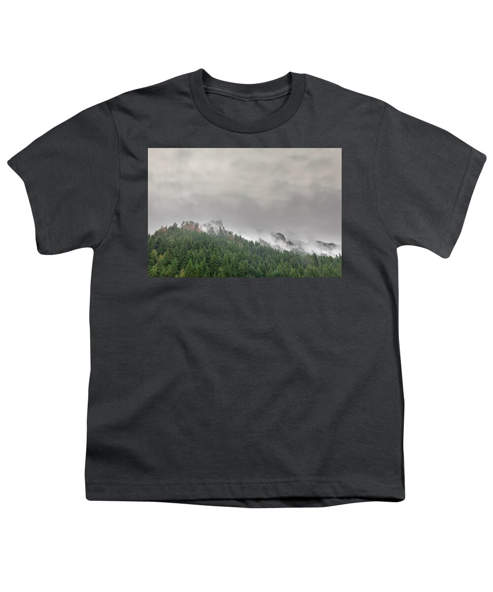 Columbia River Youth T-Shirt featuring the photograph Fog Rolling over Columbia River Gorge by David Gn