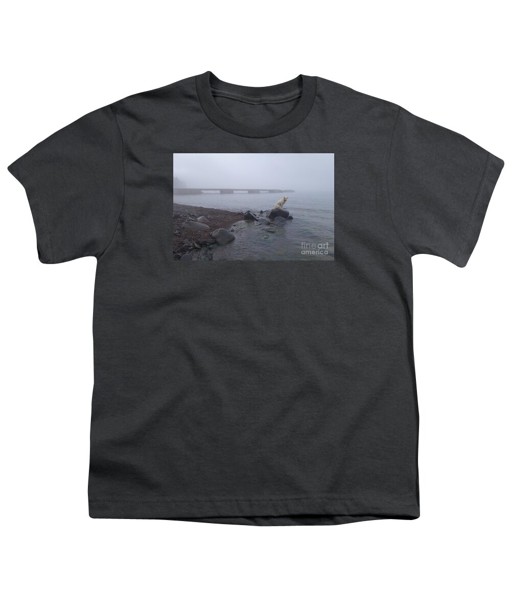 Hovland Dock Youth T-Shirt featuring the photograph Foggy Day at the Hovland Dock by Sandra Updyke