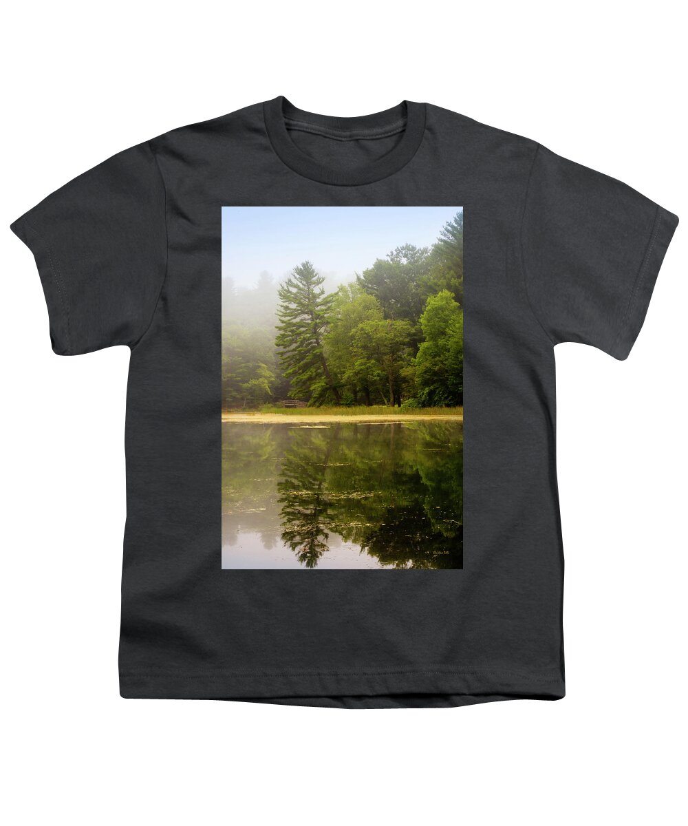 Sunrise Youth T-Shirt featuring the photograph Foggy Morning Lake Reflection by Christina Rollo