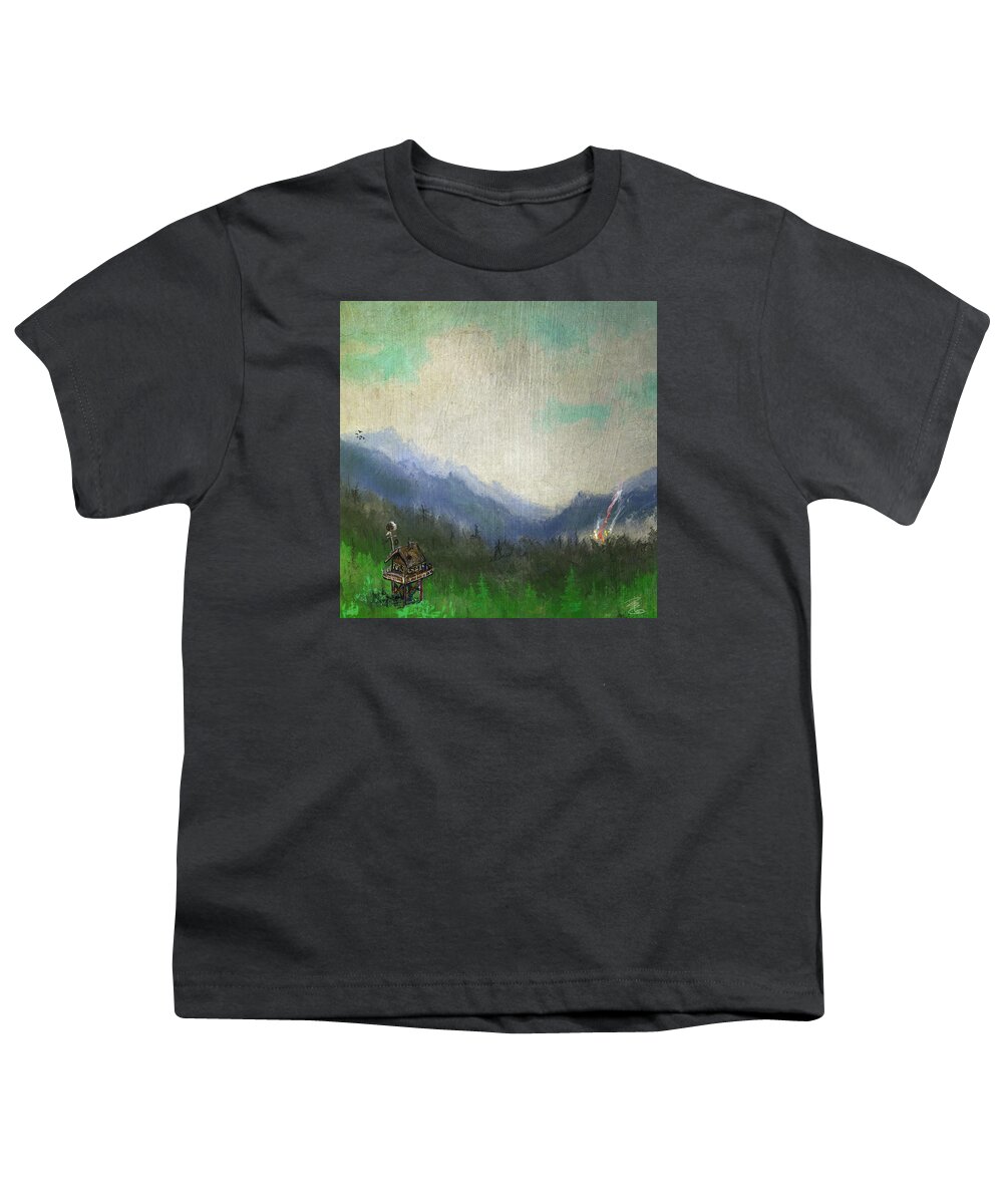 Cloud Youth T-Shirt featuring the digital art Forest fire lookout by Debra Baldwin