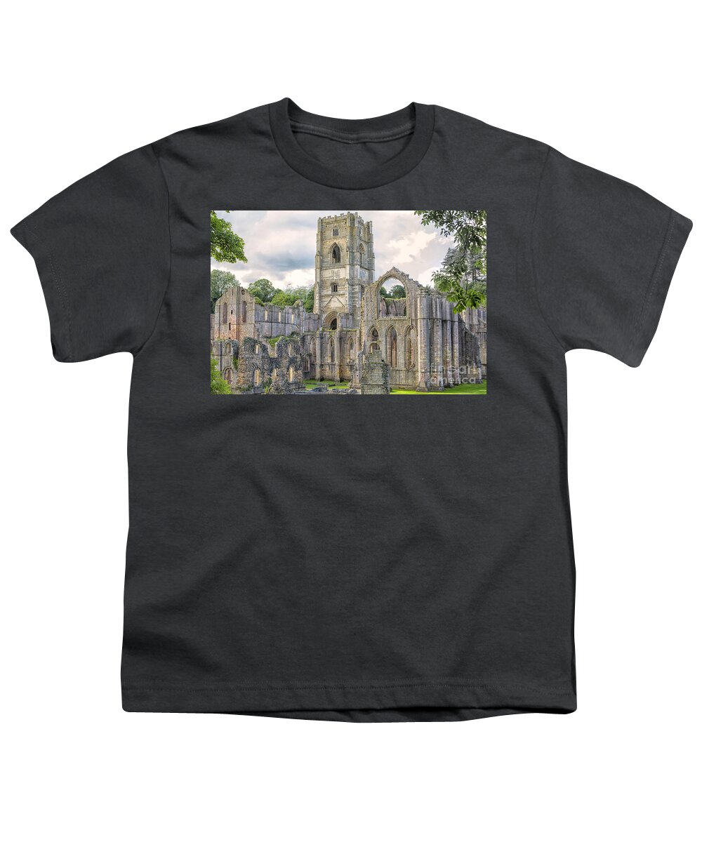 Abbey Youth T-Shirt featuring the photograph Fountains Abbey Yorkshire by Patricia Hofmeester