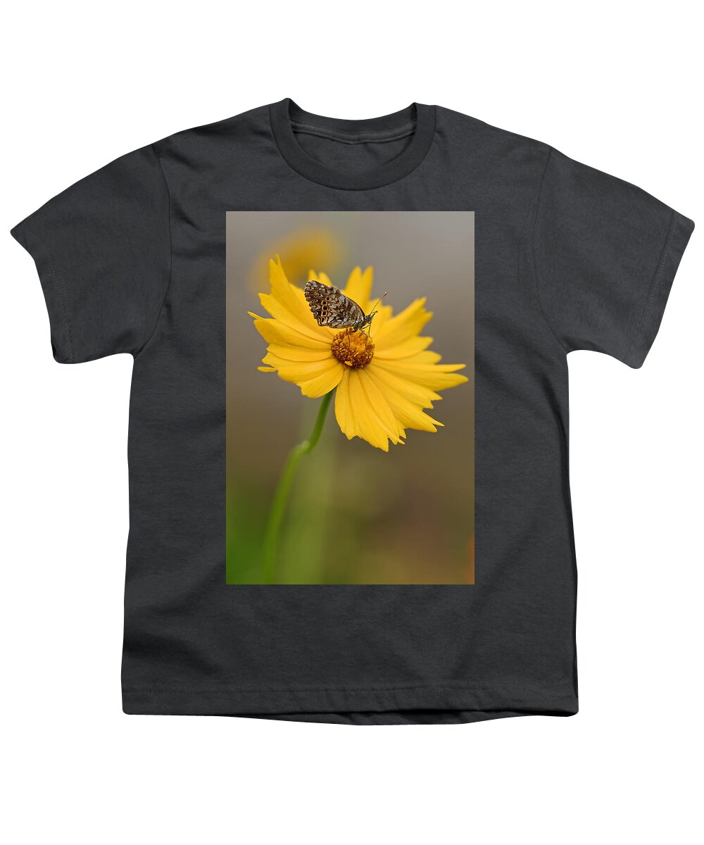 2015 Youth T-Shirt featuring the photograph Fritillary on Coreopsis by Robert Charity