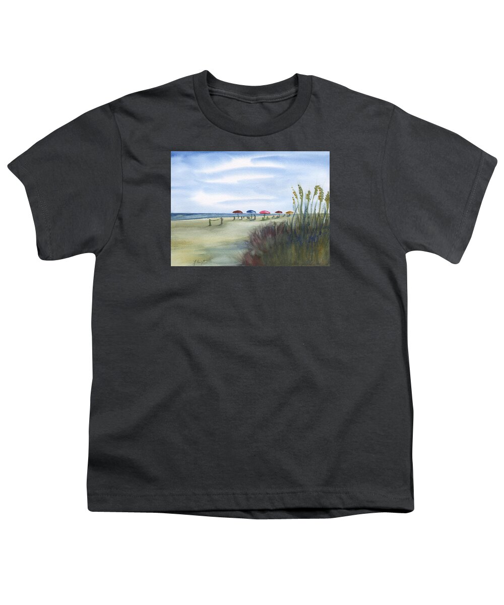 Fun At Tybee Island Beach Youth T-Shirt featuring the painting Fun At Tybee Island by Frank Bright
