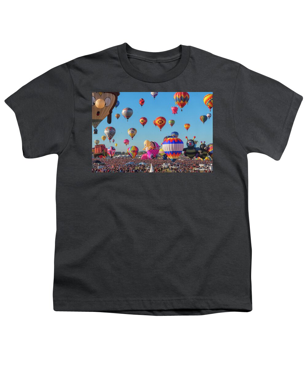 Albuquerque New Mexico Youth T-Shirt featuring the photograph Funky Balloons by Tom Singleton
