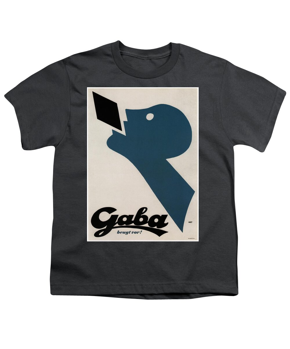 Gaba Youth T-Shirt featuring the mixed media Gaba beugt vor - Breath Candies - Vintage Advertising Poster by Studio Grafiikka