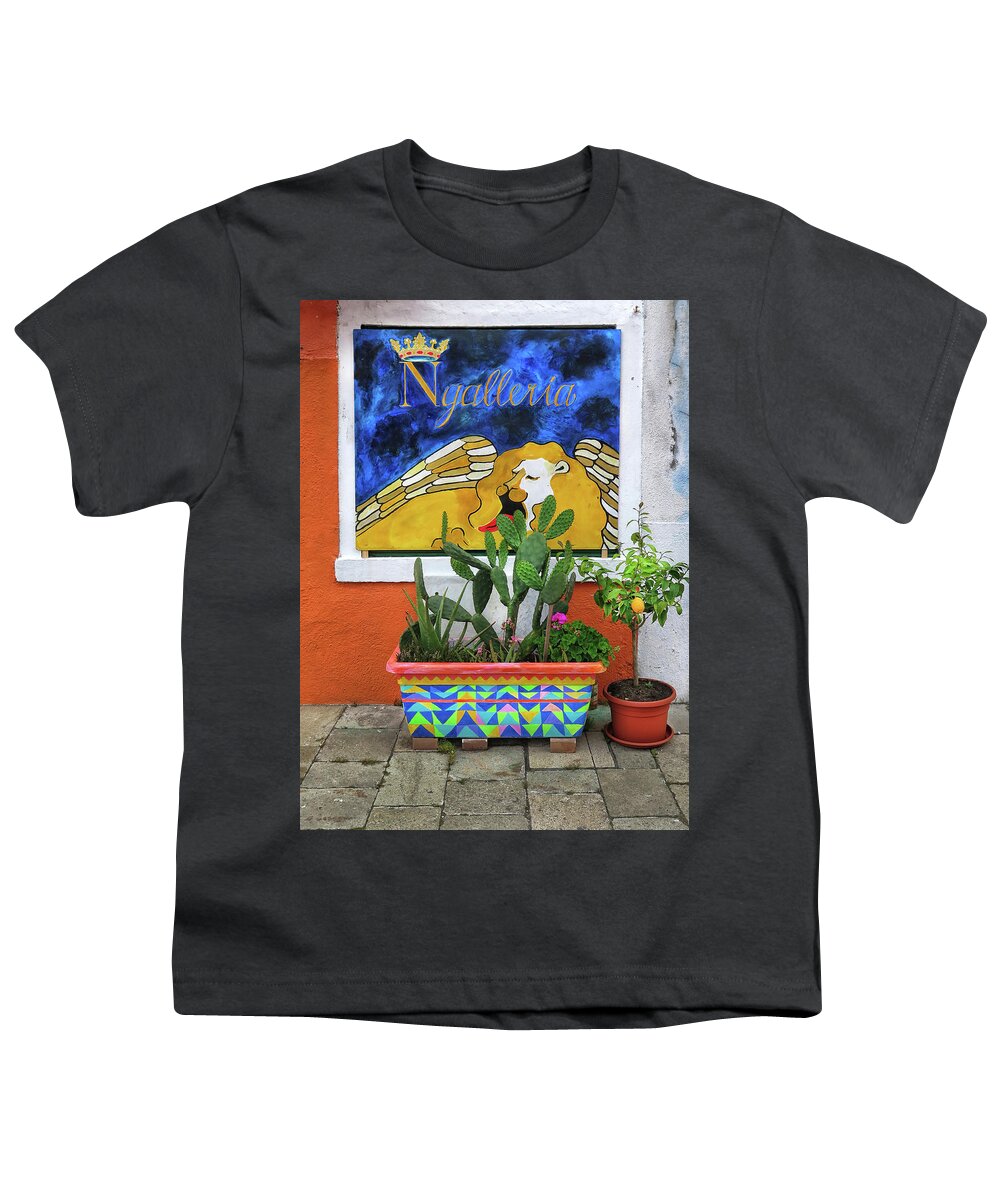 Burano Youth T-Shirt featuring the photograph Gallery in Burano Italy by Dave Mills