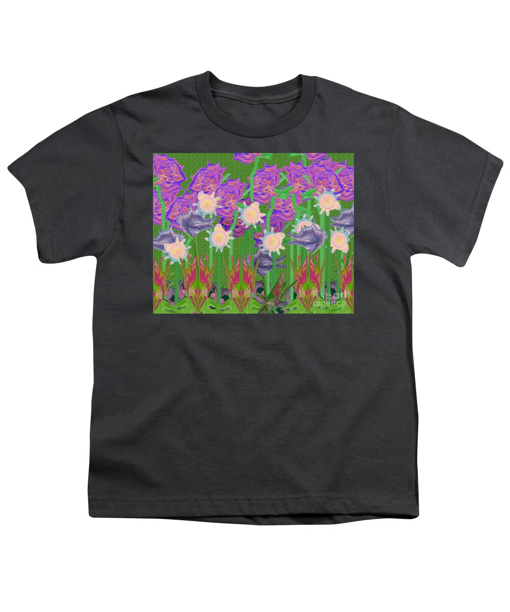Spin Art Youth T-Shirt featuring the painting Garden by Lori Kingston