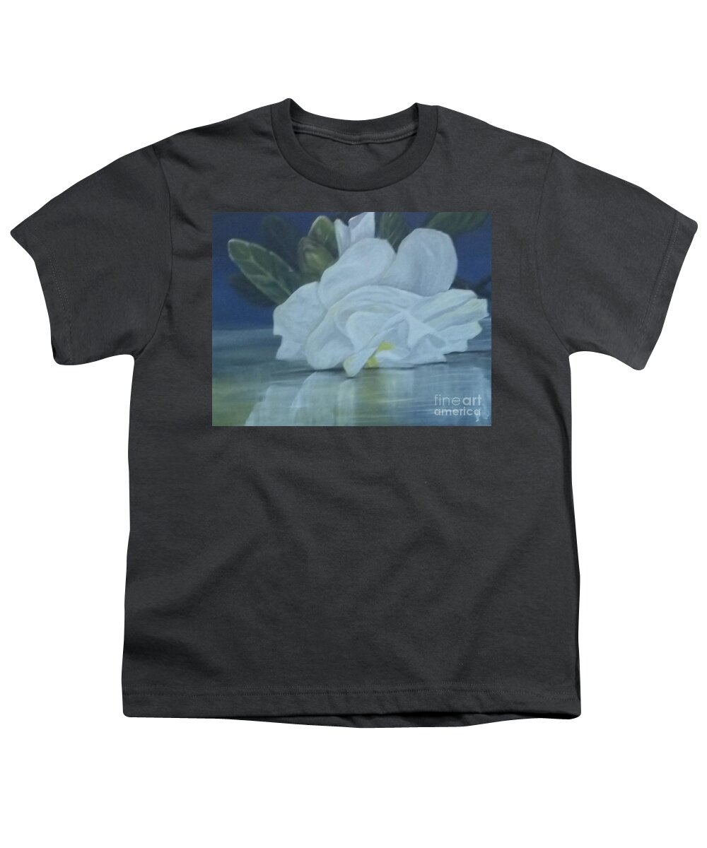 Gardenia Youth T-Shirt featuring the painting Gardenia by Saundra Johnson