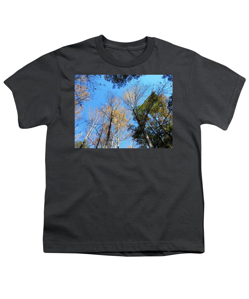 Several #mode Of #leaves Youth T-Shirt featuring the photograph Georgia Trees Winters Coming by Belinda Lee