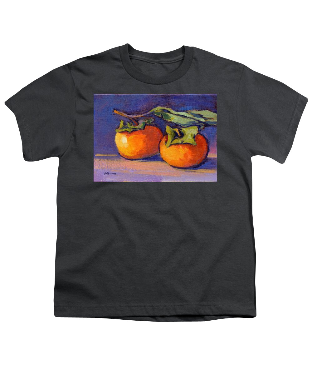 Persimmon Youth T-Shirt featuring the painting Gift of Fall 2 by Konnie Kim