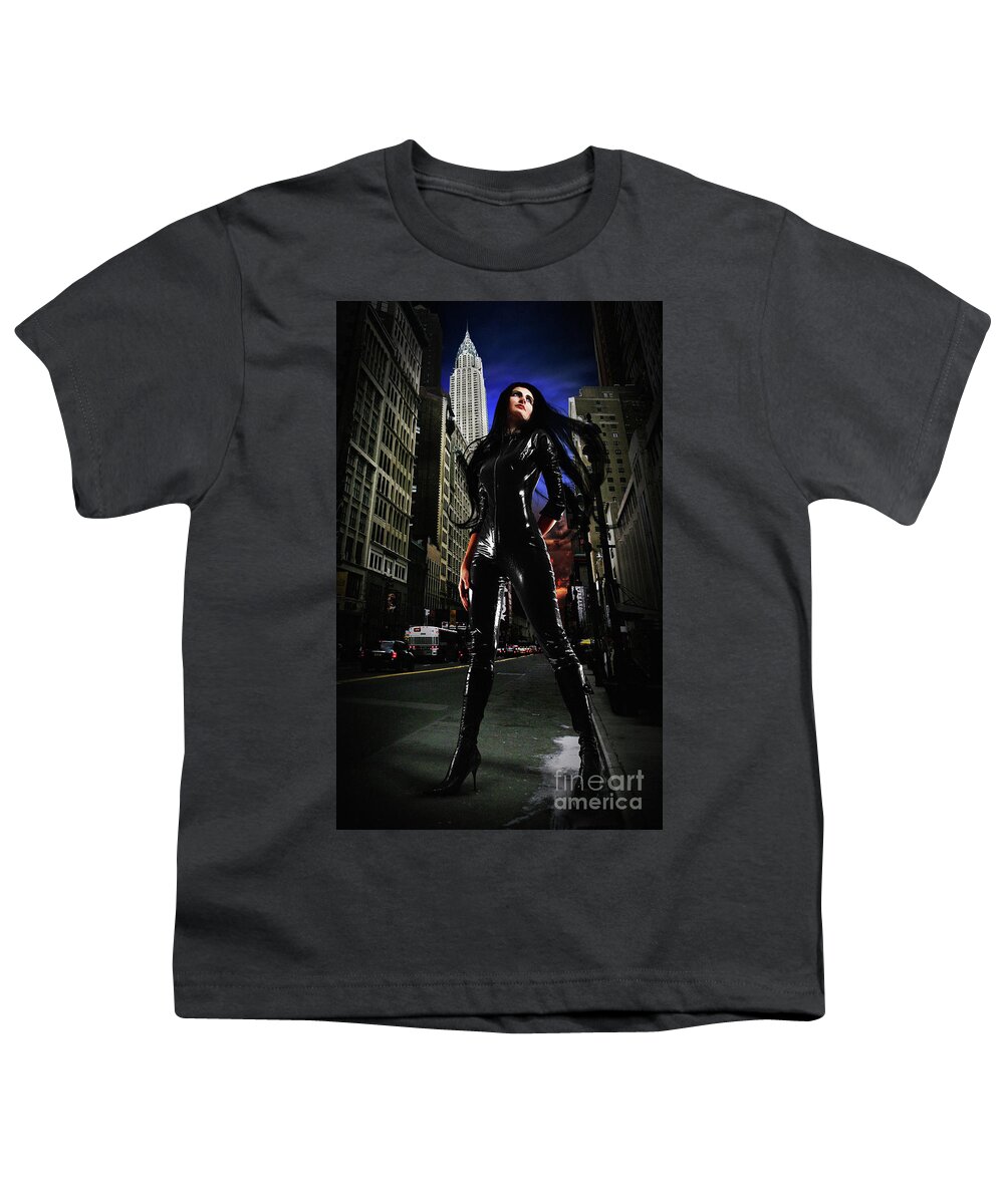 Fashion Youth T-Shirt featuring the photograph Girl Superhero Costume City of Heroes by Dimitar Hristov