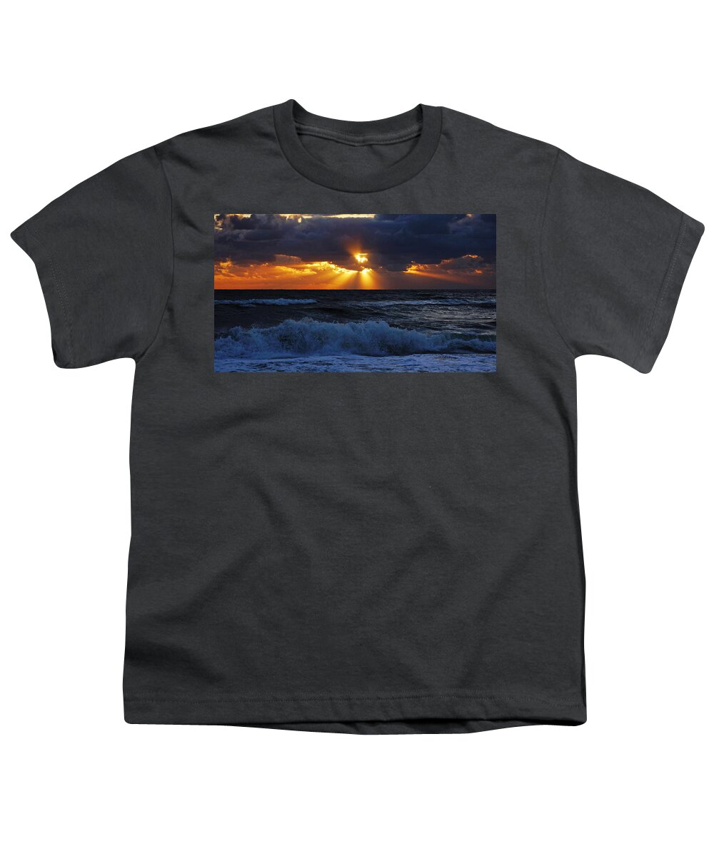 Florida Youth T-Shirt featuring the photograph Glorious Rays Sunrise Delray Beach by Lawrence S Richardson Jr