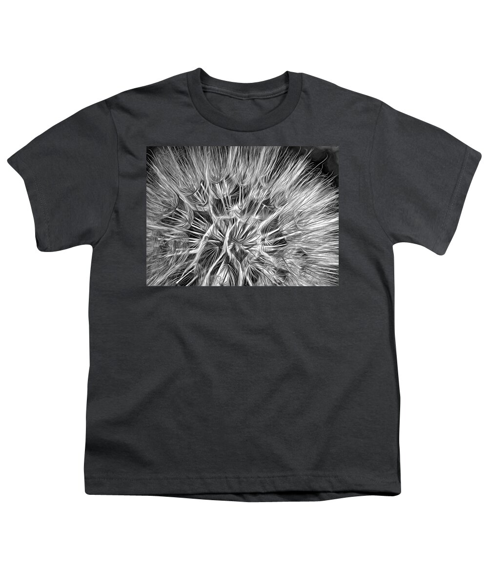 Weed Youth T-Shirt featuring the photograph Goat's Beard - The Inner Weed 3 - Paint bw by Steve Harrington