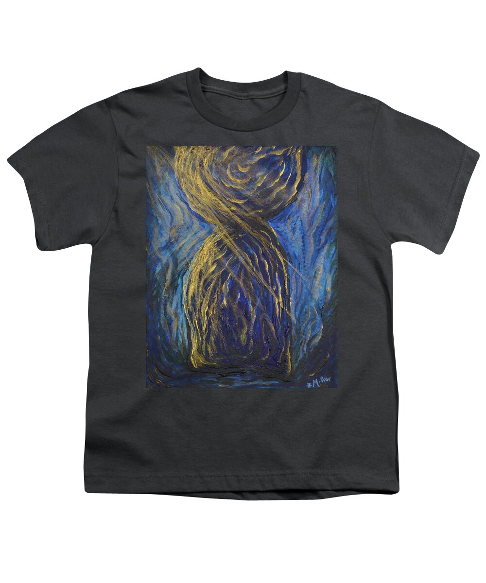 Guam Youth T-Shirt featuring the painting Gold and Blue Latte Stone by Michelle Pier